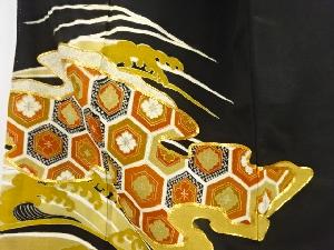 アンティーク　霞取りに花亀甲模様刺繍留袖(比翼付き)